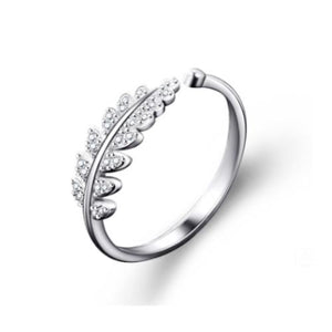 Micro Pave Cubic Zirconia  Gemstone Feather Ring - TSZjewelry