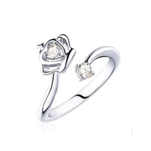 Silver Crown & Square CZ Gemstone Ring - TSZjewelry