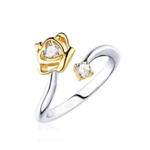 Golden Crown & Square CZ Gemstone Ring - TSZjewelry