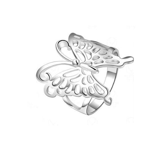 Butterfly Hollow-out Platinum Plated Copper Band Ring - TSZjewelry