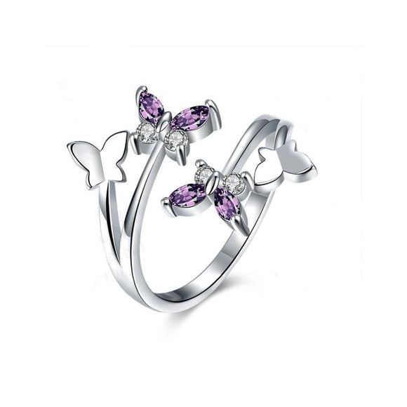 Four Butterfly Platinum Plated Band ring - TSZjewelry