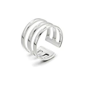 Silver Smooth Multi Row Fashion Ring - TSZjewelry