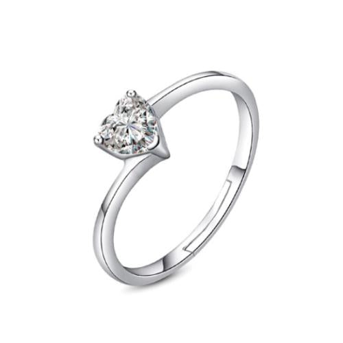 Heart Shaped Clear Gemstone Promise Ring - TSZjewelry