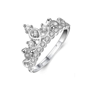 Clear Gemstone Paved Classic Crown Ring - TSZjewelry
