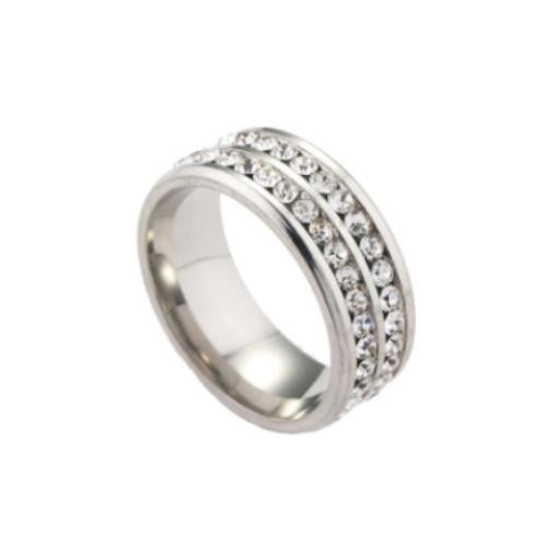 Double Row Eternity CZ Paved Stainless Steel Ring - TSZjewelry
