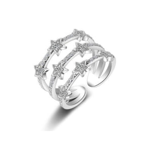 Multi Row Gemstone Paved Star Ring - TSZjewelry