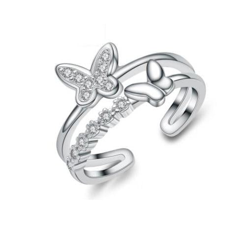 Double Row Butterfly Band Ring - TSZjewelry