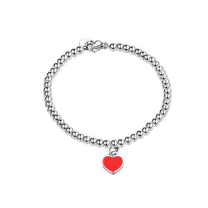 5mm Beads Red Heart Tag Bracelet - TSZjewelry