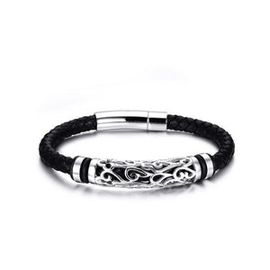 Stainless Steel Pattern Leather Bracelet - TSZjewelry