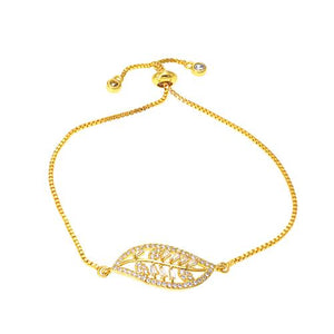 Leaf with Border Gold Bracelet - TSZjewelry