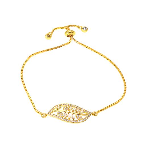 Leaf with Border Gold Bracelet - TSZjewelry