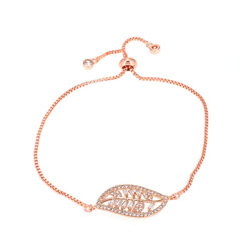 Leaf with Border Rose Gold Bracelet - TSZjewelry