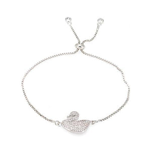 Crystal Swan Silver Bracelet - TSZjewelry