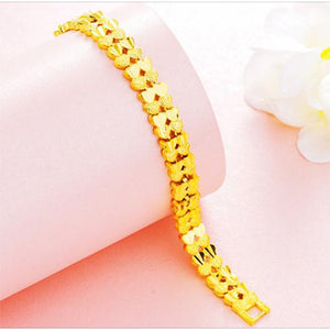 2 Row Heart Link Gold Bracelet - TSZjewelry