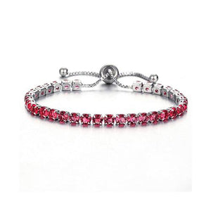 Red Crystal Tennis Silver Bracelet - TSZjewelry