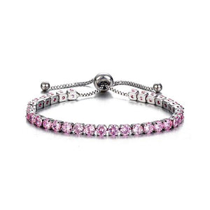 Pink Crystal Tennis Silver Bracelet - TSZjewelry