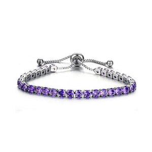Puple Crystal Tennis Silver Bracelet - TSZjewelry