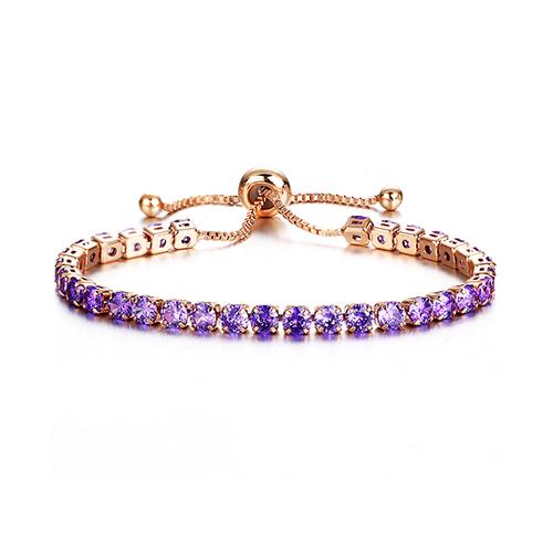 Puple Crystal Tennis Gold Bracelet - TSZjewelry