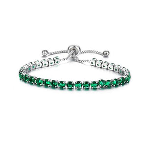 Green Crystal Tennis Silver Bracelet - TSZjewelry