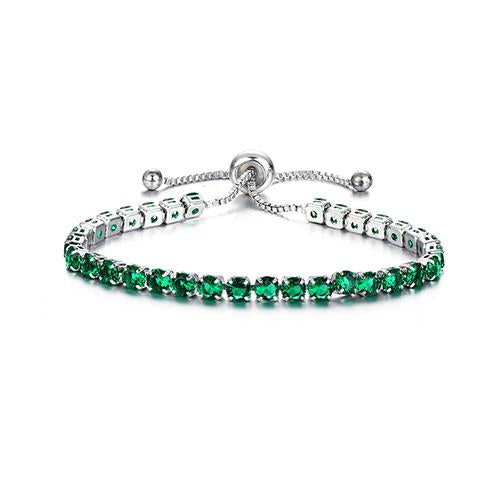 Green Crystal Tennis Silver Bracelet - TSZjewelry