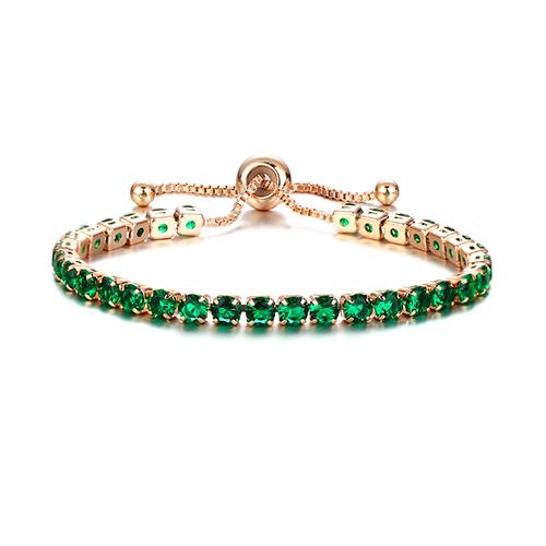 Green Crystal Tennis Gold Bracelet - TSZjewelry