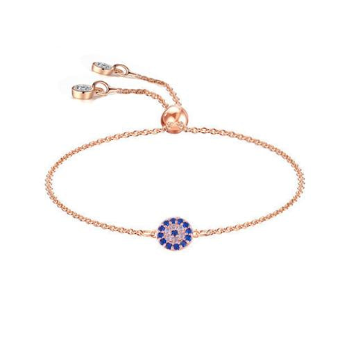 Round Tiny Evil Eye Rose Gold Bracelet - TSZjewelry