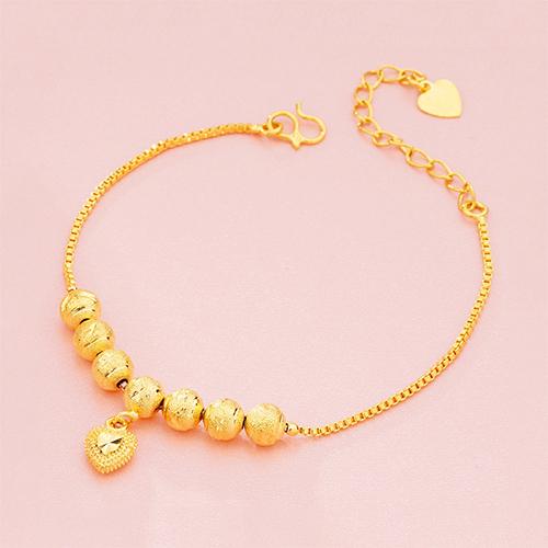 7 Beads Heart Pendant Gold Bracelet - TSZjewelry
