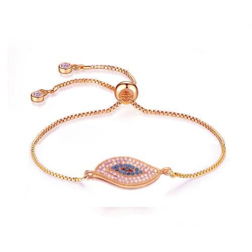 Slanting Evil Eye Rose Gold Bracelet - TSZjewelry
