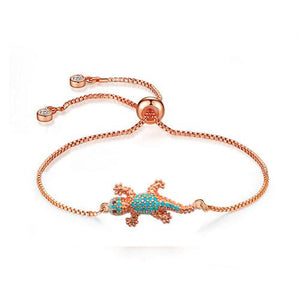 Aqua gecko Rose Gold Bracelet - TSZjewelry