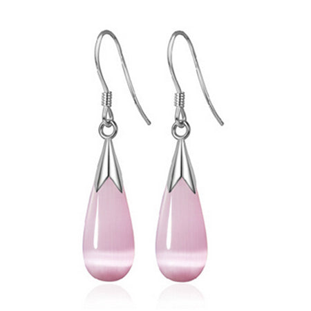Pink Opal Teardro Earrings