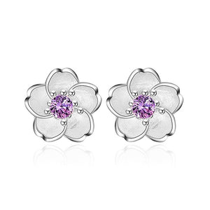 Purple Cherry Blossom Stud Earring