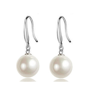 Round White Pearl Earrings