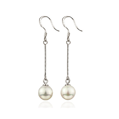 Long Dangling Pearl Earrings