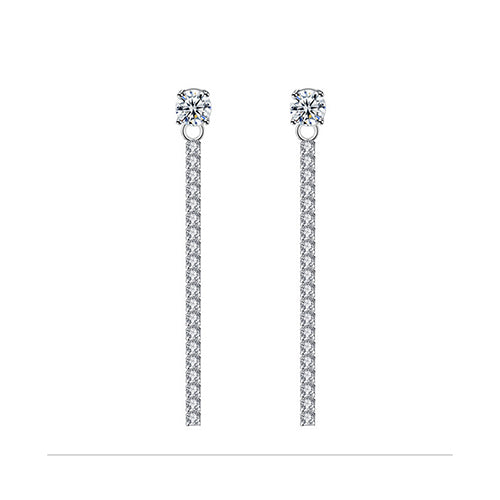 White Crystal Elements Bar Post Earrings