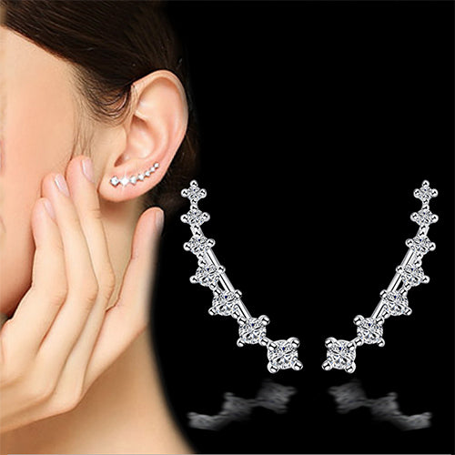 Climber Post Earrings with Cubic Zirconias