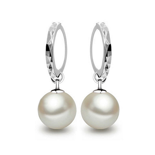 Pearl Hoop Dangle Earrings