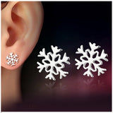 Glossy Snowflake Silver Stud Earrings For Girls