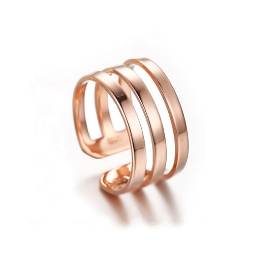 Rose Gold Smooth Multi Row Fashion Ring - TSZjewelry
