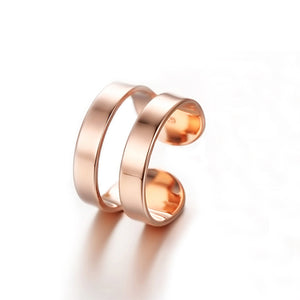 Rose Gold Smooth Dual Row Fashion Ring - TSZjewelry