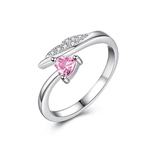 Angel Wing Pink Heart Fashion Ring - TSZjewelry