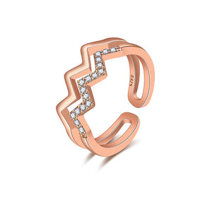 Double Waves Rose Gold Plated Ring - TSZjewelry