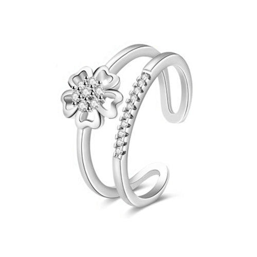 Flower On Double Layer Fashion Ring - TSZjewelry