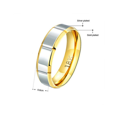 Goldplated Stainless Steel Two-tone Men's Band Ring - TSZjewelry