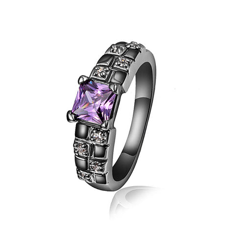 Amethyst with Black Rhodium Plated Ring - TSZjewelry