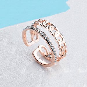 Double Layer Chain Rose Gold Fashion Ring - TSZjewelry