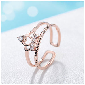Double Layer Crown Rose Gold Fashion Ring - TSZjewelry