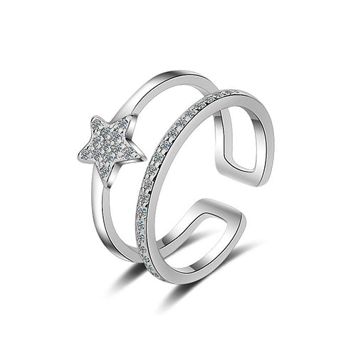 Double Layer Five Star Fashion Ring - TSZjewelry