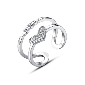 Double Layer Love Heart Fashion Ring - TSZjewelry