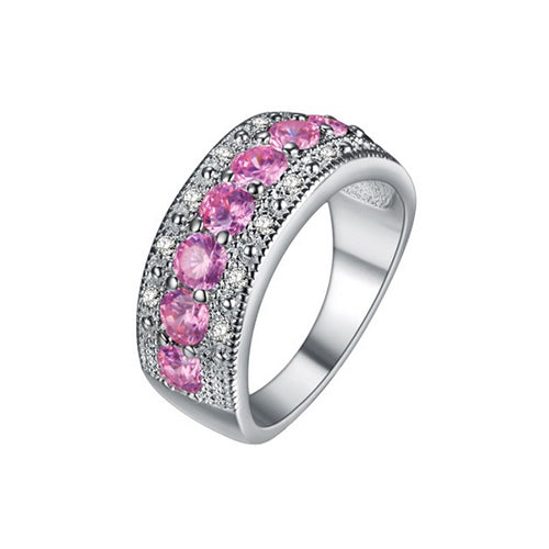 Pink Gemstone Band Ring - TSZjewelry
