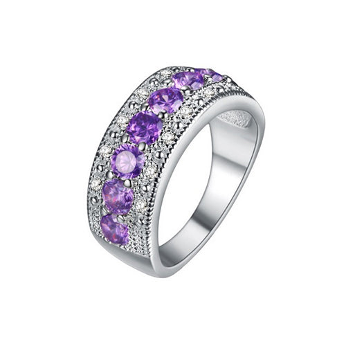 Purple Gemstone Band Ring - TSZjewelry